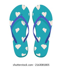 Pair of beach slippers. Summer flip flops. Flat vector illustration