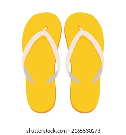 Pair of beach slippers. Summer flip flops. Flat vector illustration