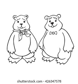Pair of bears. Animals cartoon characters.
