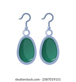 Pair of beautiful earrings. Jewelry earrings with precious stones