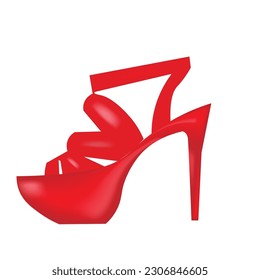 A pair of beautiful female shoes on a white background, 