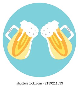 Pair of beer with foam icons Vector