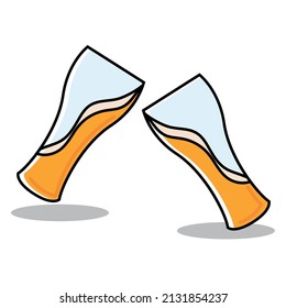 Pair of beer glasses with foam icon Vector illustration
