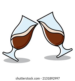 Pair of beer glasses with foam icon Vector illustration