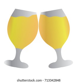 Pair of beer glasses on a white background, Vector illustration