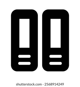 A pair of binders symbolizing office work, documents, and file storage icon