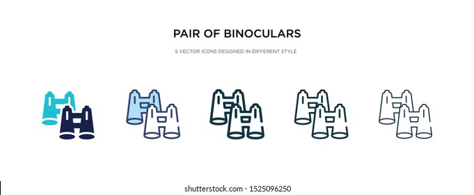 pair of binoculars icon in different style vector illustration. two colored and black pair of binoculars vector icons designed in filled, outline, line and stroke style can be used for web, mobile,