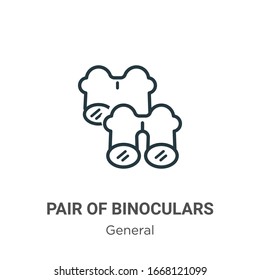 Pair of binoculars outline vector icon. Thin line black pair of binoculars icon, flat vector simple element illustration from editable general concept isolated stroke on white background