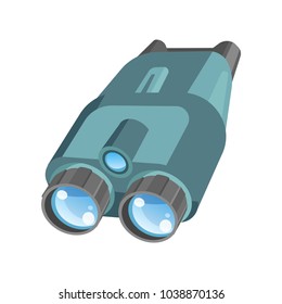Pair of binoculars with powerful zoom and shiny lenses