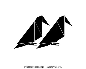 Pair of the Bird Polygonal Illustration for Logo or Graphic Design Element. Vector Illustration