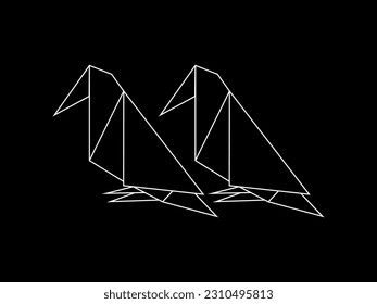 Pair of the Bird Polygonal Illustration for Logo or Graphic Design Element. Vector Illustration