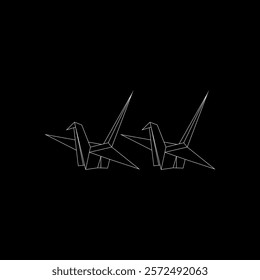 Pair Bird Polygonal Lines, can use for Logo, Pictogram, Animal Figure, Website, Apps, or Graphic Design Element. Vector Illustration