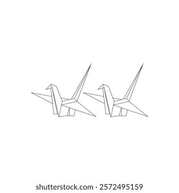 Pair Bird Polygonal Lines, can use for Logo, Pictogram, Animal Figure, Website, Apps, or Graphic Design Element. Vector Illustration