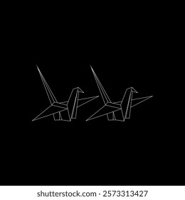 Pair Bird Polygonal Lines, can use for Logo, Pictogram, Animal Figure, Website, Apps, or Graphic Design Element. Vector Illustration