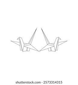 Pair Bird Polygonal Lines, can use for Logo, Pictogram, Animal Figure, Website, Apps, or Graphic Design Element. Vector Illustration