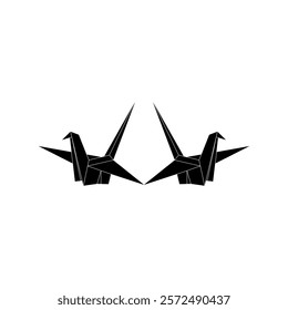 Pair Bird Shape Inspired by Origami Form, can use for Logo, Pictogram, Animal Figure, Website, Apps, or Graphic Design Element. Vector Illustration