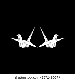 Pair Bird Shape Inspired by Origami Form, can use for Logo, Pictogram, Animal Figure, Website, Apps, or Graphic Design Element. Vector Illustration