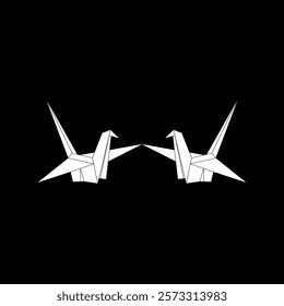 Pair Bird Shape Inspired by Origami Form, can use for Logo, Pictogram, Animal Figure, Website, Apps, or Graphic Design Element. Vector Illustration