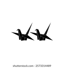 Pair Bird Shape Inspired by Origami Form, can use for Logo, Pictogram, Animal Figure, Website, Apps, or Graphic Design Element. Vector Illustration