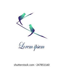 A pair of bird silhouette logo vector design corporate business template. Elegant concept for Cosmetics, SPA, Healthcare, Fashion & Beauty. Luxury jewelery symbol icon. Use for any type of company. 