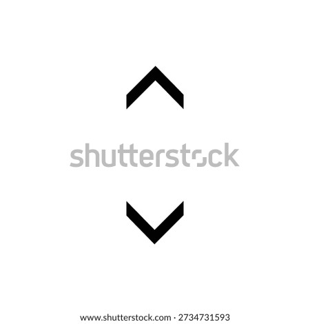 A pair of black chevron arrows, one pointing up and one pointing down, isolated on a white background, signifying expand or collapse.