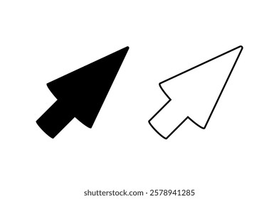 A pair of black cursors design. Simple pointer design on transparent background. Vector Illustration.