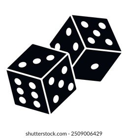 Pair of black dice to gamble or gambling. vector icon for casino apps and websites