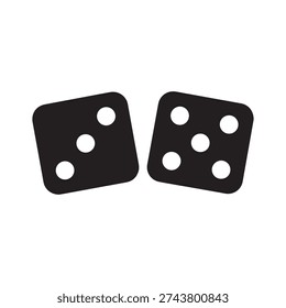 Pair of black dice icons with white pips showing number three and five.
