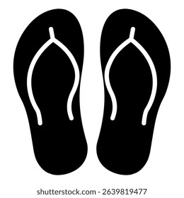 A pair of black flip flops are displayed, typically worn in warm weather.