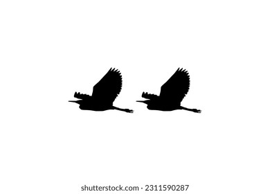 Pair of The Black Heron Bird (Egretta Ardesiaca), auch bekannt als Black Egret Silhouette for Art Illustration, Logo, Piktogramm, Website oder Graphic Design Element. Vektorgrafik