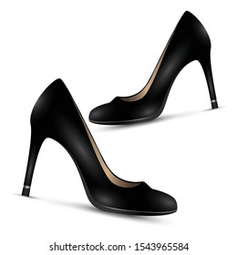 pair of black high heel shoes