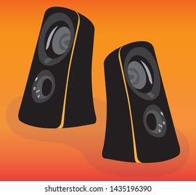 
A pair of black loudspeakers for rock fans