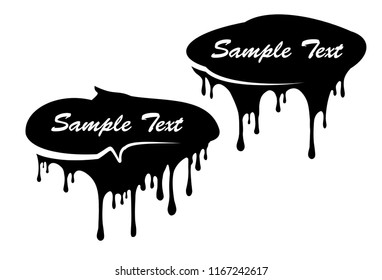 Pair of black paint drips decors with copy space for your text.