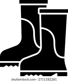 Pair of black rubber boots isolated on white