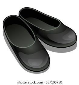 Pair of black rubber overshoes isolated on white background. Vector illustration.
