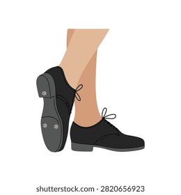 A pair black shoes pot on leg