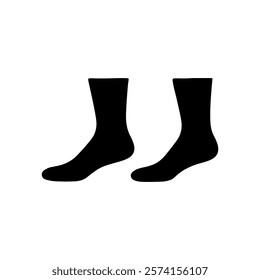 Pair of black short socks silhouette icon vector flat illustration design.