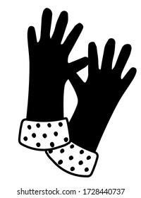 Pair of black silhouette gardening hand gloves protection equipment flat vector illustration isolated on white background