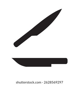 Pair of Black Silhouette Kitchen Knives Illustration