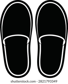 Pair of black slippers icon, simple style isolated on white background. Vector illustration for web design, mobile app, and print.