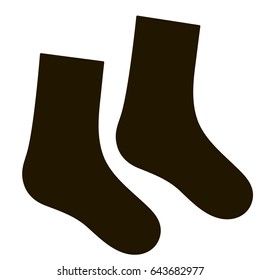 Pair of black socks isolated on white background. Icon, mockup, design template, contour, outline, cutout, clipping path. Monochrome vector illustration