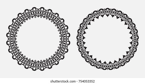 Pair of black vector round frames for your design.