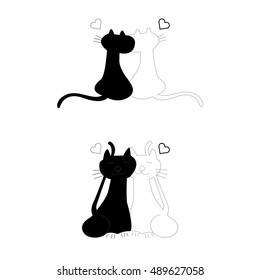 Pair of black and white cats vector