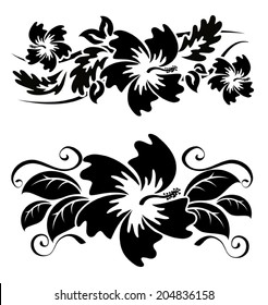 Pair Black White Hawaian Hibiscus Flowers Stock Vector (Royalty Free ...