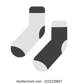 Pair of black and white socks. Colorful clothes for men. Cartoon vector illustration. Fashion, outfit concept
