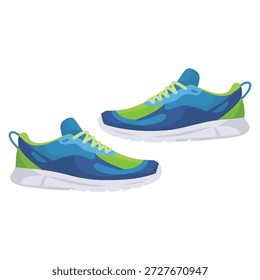Par de Ilustración vectorial de zapatos atléticos azules aislados en el fondo blanco ideal para el equipo deportivo de la aptitud que corre y los proyectos de diseño temáticos del ejercicio
