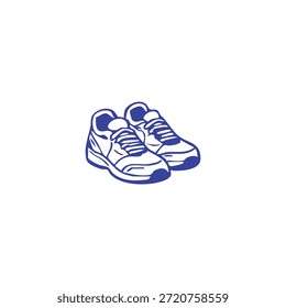 Un par de zapatos deportivos azules con cordones blancos.