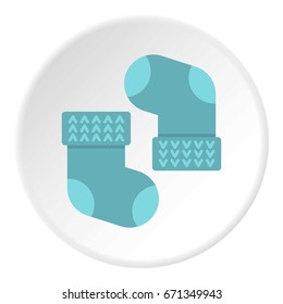 Pair of blue baby socks icon in flat circle isolated vector illustration for web