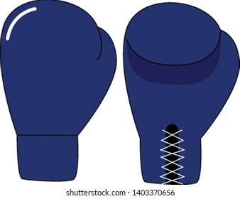 A pair of blue boxing gloves for both the hands , vector, color drawing or illustration.