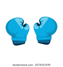 A pair of blue boxing gloves on a white background.